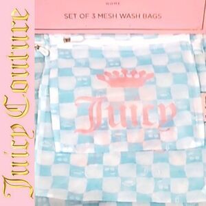 Juicy Couture Home Set of 3 Crown Logo Mesh Wash Bags